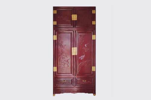 运粮湖管理区高端中式家居装修深红色纯实木衣柜